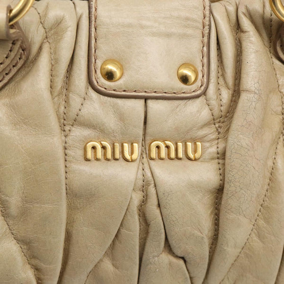 Miu Miu Matelasse Hand Bag Vitellolux 2way Beige Gold Auth 210233A