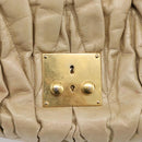 Miu Miu Matelasse Hand Bag Vitellolux 2way Beige Gold Auth 210233A-22