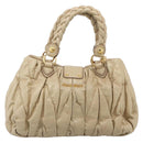 Miu Miu Matelasse Hand Bag Vitellolux 2way Beige Gold Auth 210233A-3