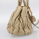 Miu Miu Matelasse Hand Bag Vitellolux 2way Beige Gold Auth 210233A-4