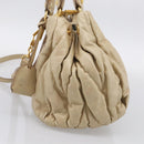 Miu Miu Matelasse Hand Bag Vitellolux 2way Beige Gold Auth 210233A-5