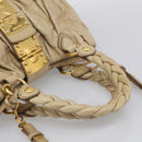 Miu Miu Matelasse Hand Bag Vitellolux 2way Beige Gold Auth 210233A-7
