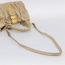 Miu Miu Matelasse Hand Bag Vitellolux 2way Beige Gold Auth 210233A-9