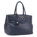 Miu Miu Hand Bag Vitellolux 2way Navy Gold Auth 210235A-1