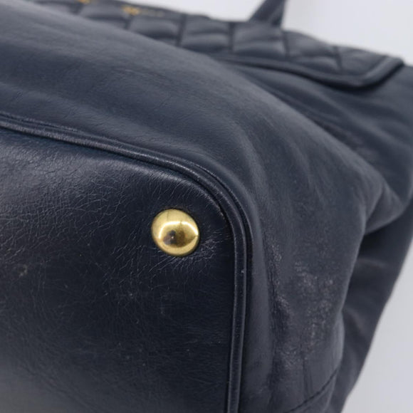 Miu Miu Hand Bag Vitellolux 2way Navy Gold Auth 210235A