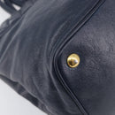 Miu Miu Hand Bag Vitellolux 2way Navy Gold Auth 210235A-13