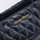 Miu Miu Hand Bag Vitellolux 2way Navy Gold Auth 210235A-14