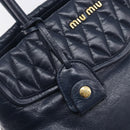 Miu Miu Hand Bag Vitellolux 2way Navy Gold Auth 210235A-15