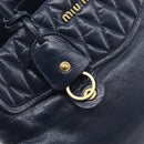 Miu Miu Hand Bag Vitellolux 2way Navy Gold Auth 210235A-16