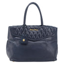 Miu Miu Hand Bag Vitellolux 2way Navy Gold Auth 210235A-2