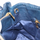 Miu Miu Hand Bag Vitellolux 2way Navy Gold Auth 210235A-20