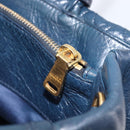 Miu Miu Hand Bag Vitellolux 2way Navy Gold Auth 210235A-23