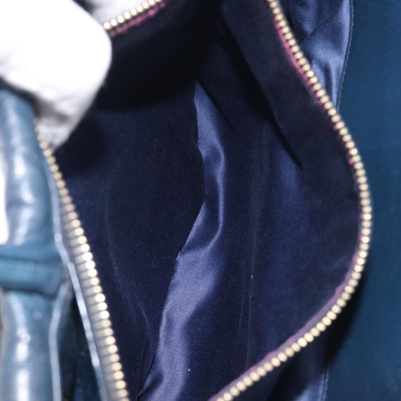 Miu Miu Hand Bag Vitellolux 2way Navy Gold Auth 210235A