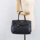 Miu Miu Hand Bag Vitellolux 2way Navy Gold Auth 210235A-28