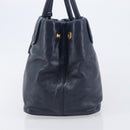 Miu Miu Hand Bag Vitellolux 2way Navy Gold Auth 210235A-4