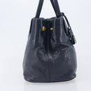 Miu Miu Hand Bag Vitellolux 2way Navy Gold Auth 210235A-5