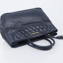 Miu Miu Hand Bag Vitellolux 2way Navy Gold Auth 210235A-6