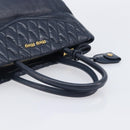 Miu Miu Hand Bag Vitellolux 2way Navy Gold Auth 210235A-7
