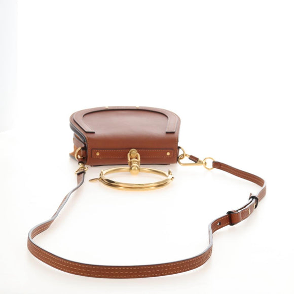 Chloe Nile Hand Bag Leather 2way Brown Gold Auth 210238V