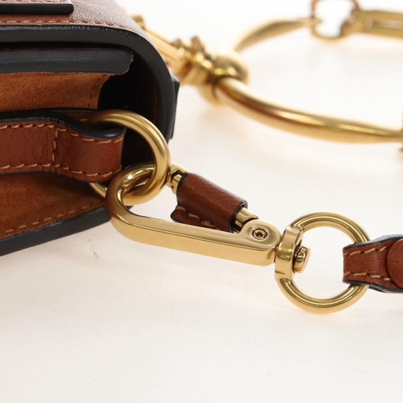 Chloe Nile Hand Bag Leather 2way Brown Gold Auth 210238V
