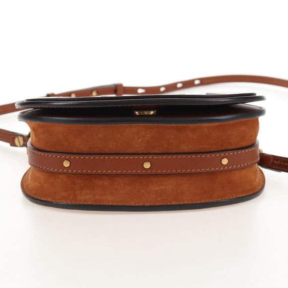 Chloe Nile Hand Bag Leather 2way Brown Gold Auth 210238V