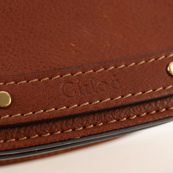 Chloe Nile Hand Bag Leather 2way Brown Gold Auth 210238V