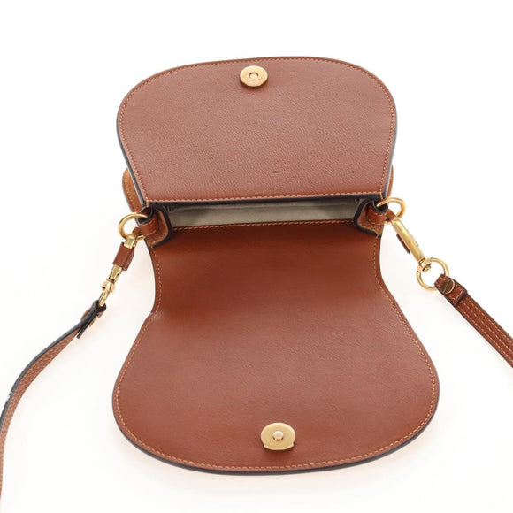 Chloe Nile Hand Bag Leather 2way Brown Gold Auth 210238V