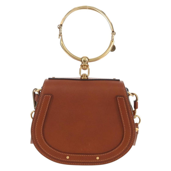 Chloe Nile Hand Bag Leather 2way Brown Gold Auth 210238V