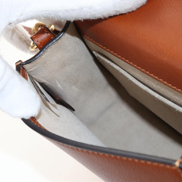 Chloe Nile Hand Bag Leather 2way Brown Gold Auth 210238V