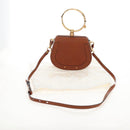 Chloe Nile Hand Bag Leather 2way Brown Gold Auth 210238V-26