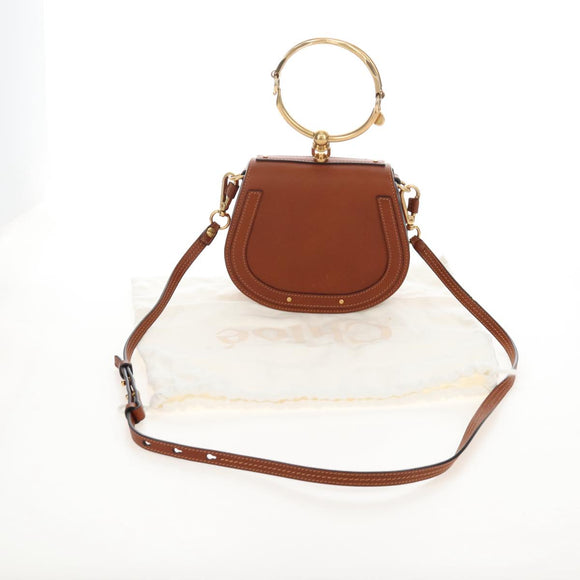 Chloe Nile Hand Bag Leather 2way Brown Gold Auth 210238V