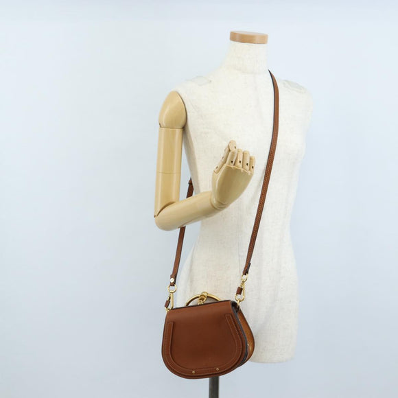 Chloe Nile Hand Bag Leather 2way Brown Gold Auth 210238V