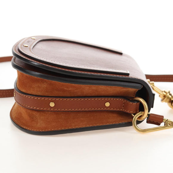 Chloe Nile Hand Bag Leather 2way Brown Gold Auth 210238V