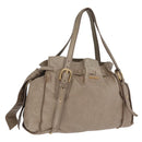 Miu Miu Tote Bag Vitellolux Beige Gold Auth 210240V-1