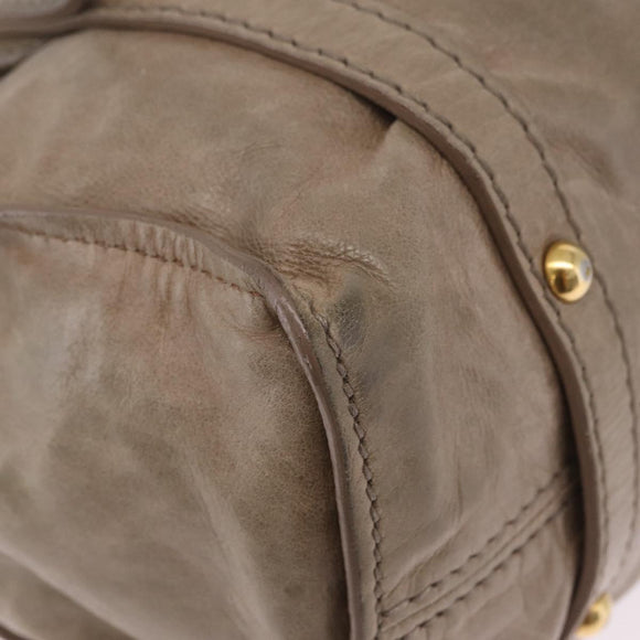 Miu Miu Tote Bag Vitellolux Beige Gold Auth 210240V