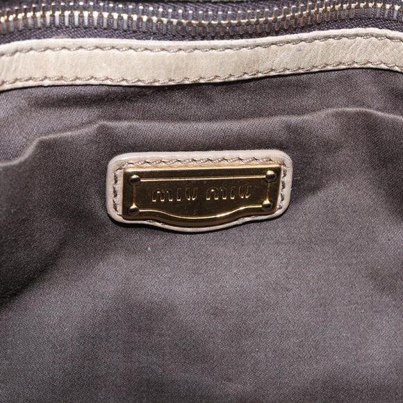 Miu Miu Tote Bag Vitellolux Beige Gold Auth 210240V