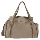 Miu Miu Tote Bag Vitellolux Beige Gold Auth 210240V-2