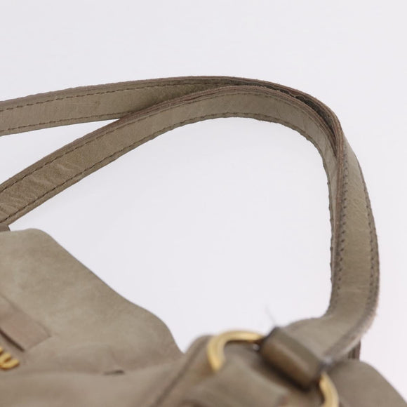 Miu Miu Tote Bag Vitellolux Beige Gold Auth 210240V