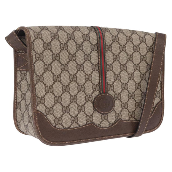 GUCCI GG Supreme Web Sherry Line Bag PVC Beige Gold 001 066 0551 Auth 210241