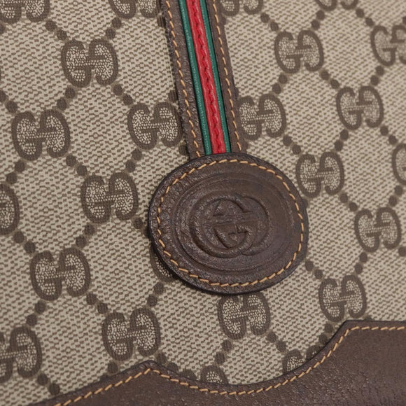GUCCI GG Supreme Web Sherry Line Bag PVC Beige Gold 001 066 0551 Auth 210241