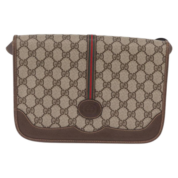 GUCCI GG Supreme Web Sherry Line Bag PVC Beige Gold 001 066 0551 Auth 210241