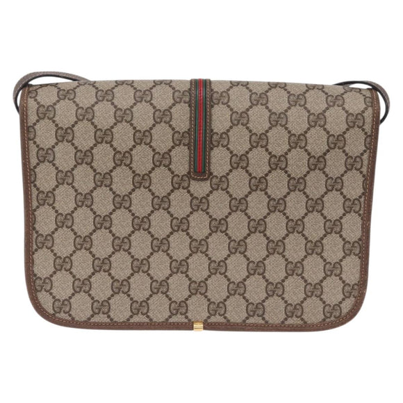GUCCI GG Supreme Web Sherry Line Bag PVC Beige Gold 001 066 0551 Auth 210241