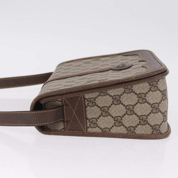 GUCCI GG Supreme Web Sherry Line Bag PVC Beige Gold 001 066 0551 Auth 210241