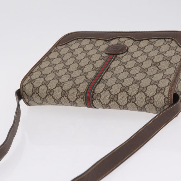 GUCCI GG Supreme Web Sherry Line Bag PVC Beige Gold 001 066 0551 Auth 210241