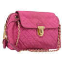 PRADA Chain Shoulder Bag Nylon Pink Gold Auth 210244-1