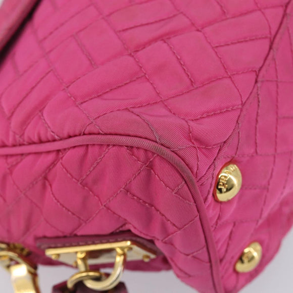 PRADA Chain Shoulder Bag Nylon Pink Gold Auth 210244