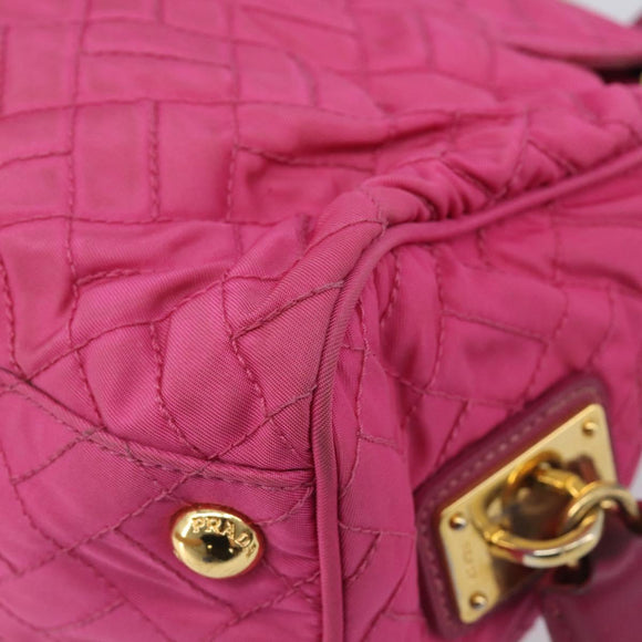 PRADA Chain Shoulder Bag Nylon Pink Gold Auth 210244