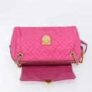 PRADA Chain Shoulder Bag Nylon Pink Gold Auth 210244-17