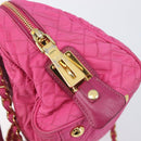 PRADA Chain Shoulder Bag Nylon Pink Gold Auth 210244-18