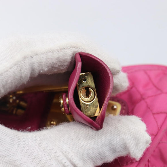 PRADA Chain Shoulder Bag Nylon Pink Gold Auth 210244